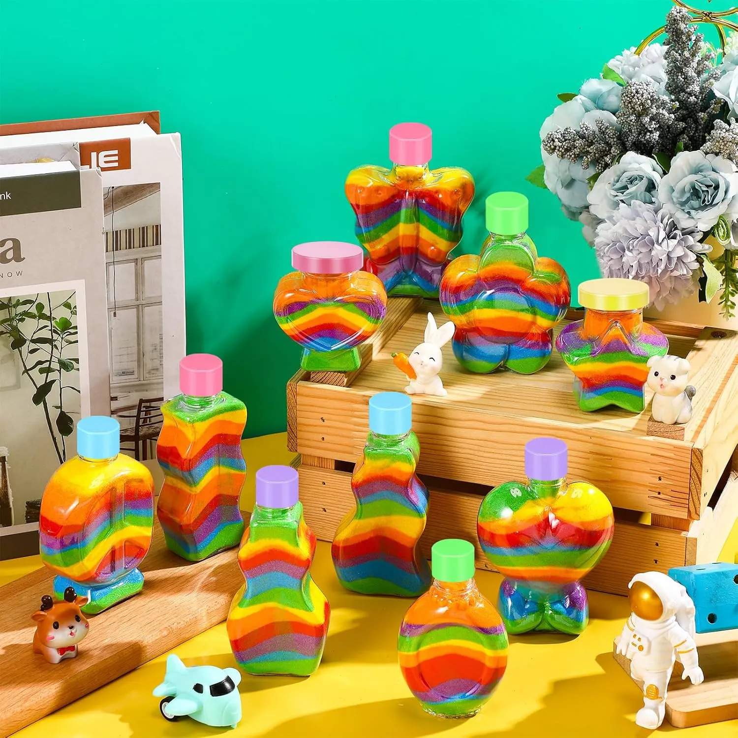 husk spine caput embarrass herd Bottles With Funnels for Painting Crafts, DIY, Wedding, Birthday Party Decoration - 10 Styles Without Sand (Plastic Cap) Bokon 20 Pcs Sand Art 