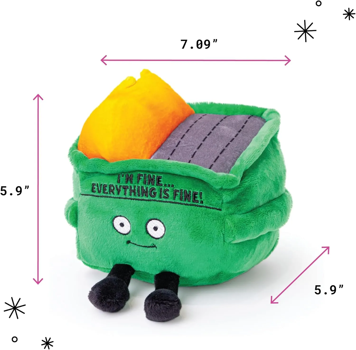 I'm Fine, Everything's is Fine! Dumpster Fire Plush, Emotional action Support Plushie, Funny Plush Toy for Gifting Dumpster on Fire Plushie - 