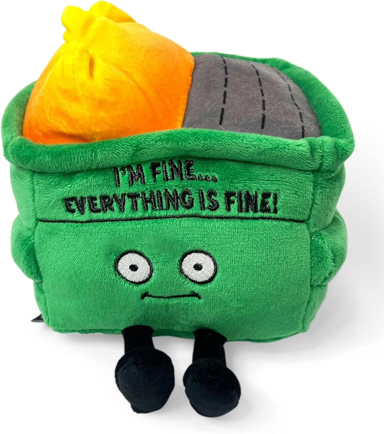 I'm Fine, Everything's is Fine! Dumpster Fire Plush, Emotional action Support Plushie, Funny Plush Toy for Gifting Dumpster on Fire Plushie - 