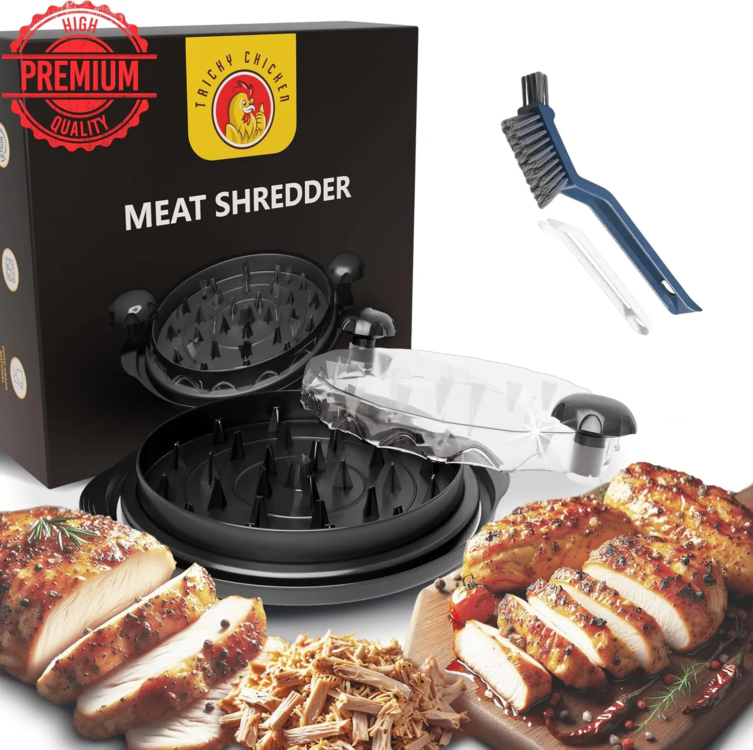 immediate accusation phonograph Safe, Clear Top, Cleaning Brush, Classic Black with Manual. For Meat, Beef, Pork from Tricky Chicken Easy Chicken Shredder Tool with Twist Action - BPA-Free, Large 11", Non-Slip, Dishwasher 