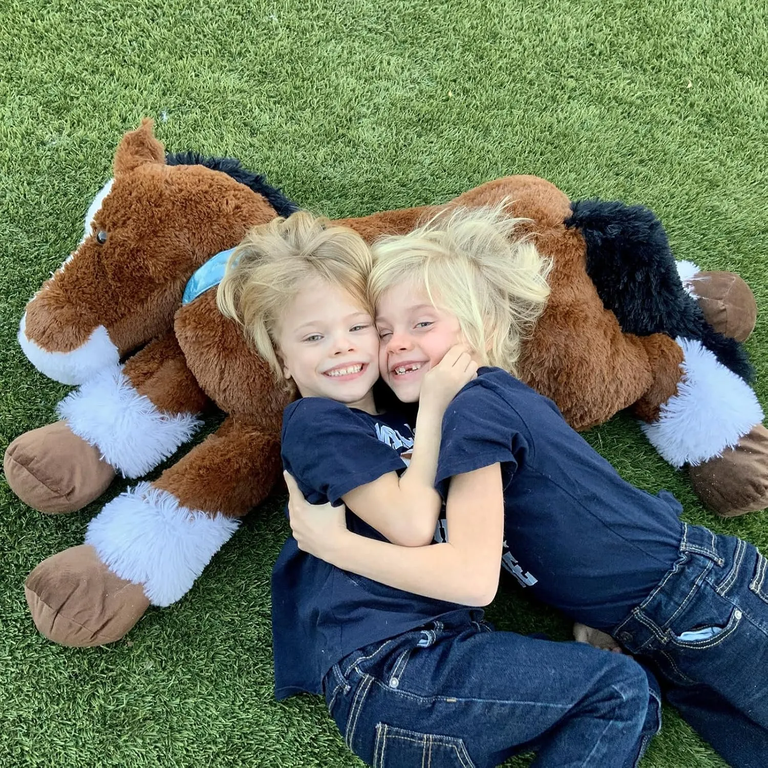 Inch Giant Horse Stuffed Animal, 4ft Realistic Chocolate Stuffed Horse Plush Toy, Hugging Soft cram Horse Pony Plush Pillow for Boys Girls, Tezituor 47 