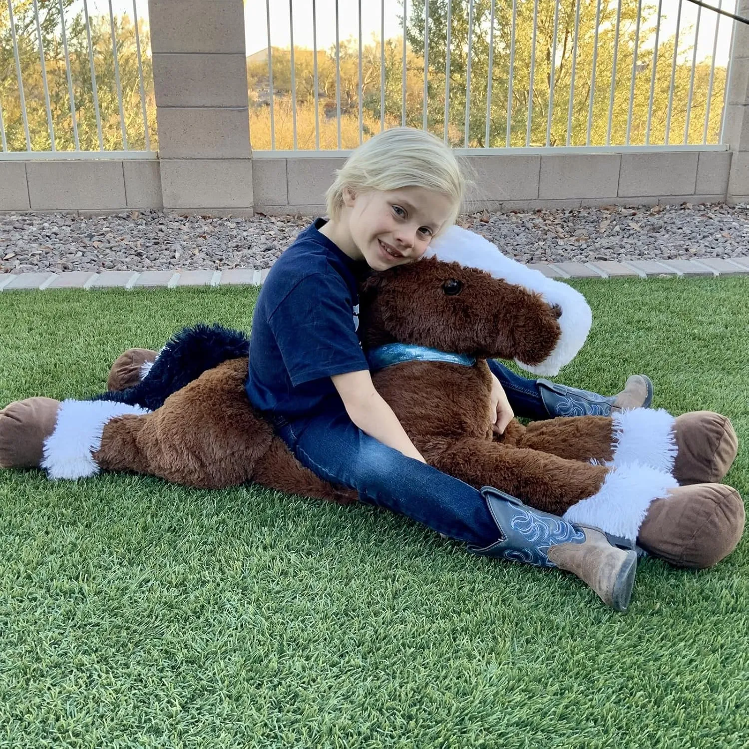 Inch Giant Horse Stuffed Animal, 4ft Realistic Chocolate Stuffed Horse Plush Toy, Hugging Soft cram Horse Pony Plush Pillow for Boys Girls, Tezituor 47 