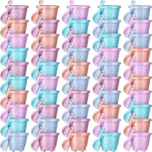Inch Plastic Castle Model Sand Buckets and Beach Shovel Toys Beach Pail for Girls Boys Gift Birthday finch ordeal Party Favor(Macaron) Sosation 50 Sets Sand Buckets and Shovels for Kids Bulk 5.5 