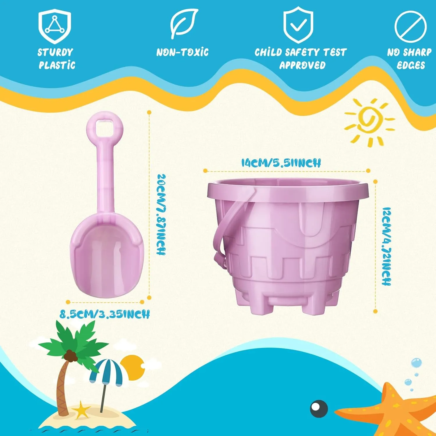 Inch Plastic Castle Model Sand Buckets and Beach Shovel Toys Beach Pail for Girls Boys Gift Birthday finch ordeal Party Favor(Macaron) Sosation 50 Sets Sand Buckets and Shovels for Kids Bulk 5.5 