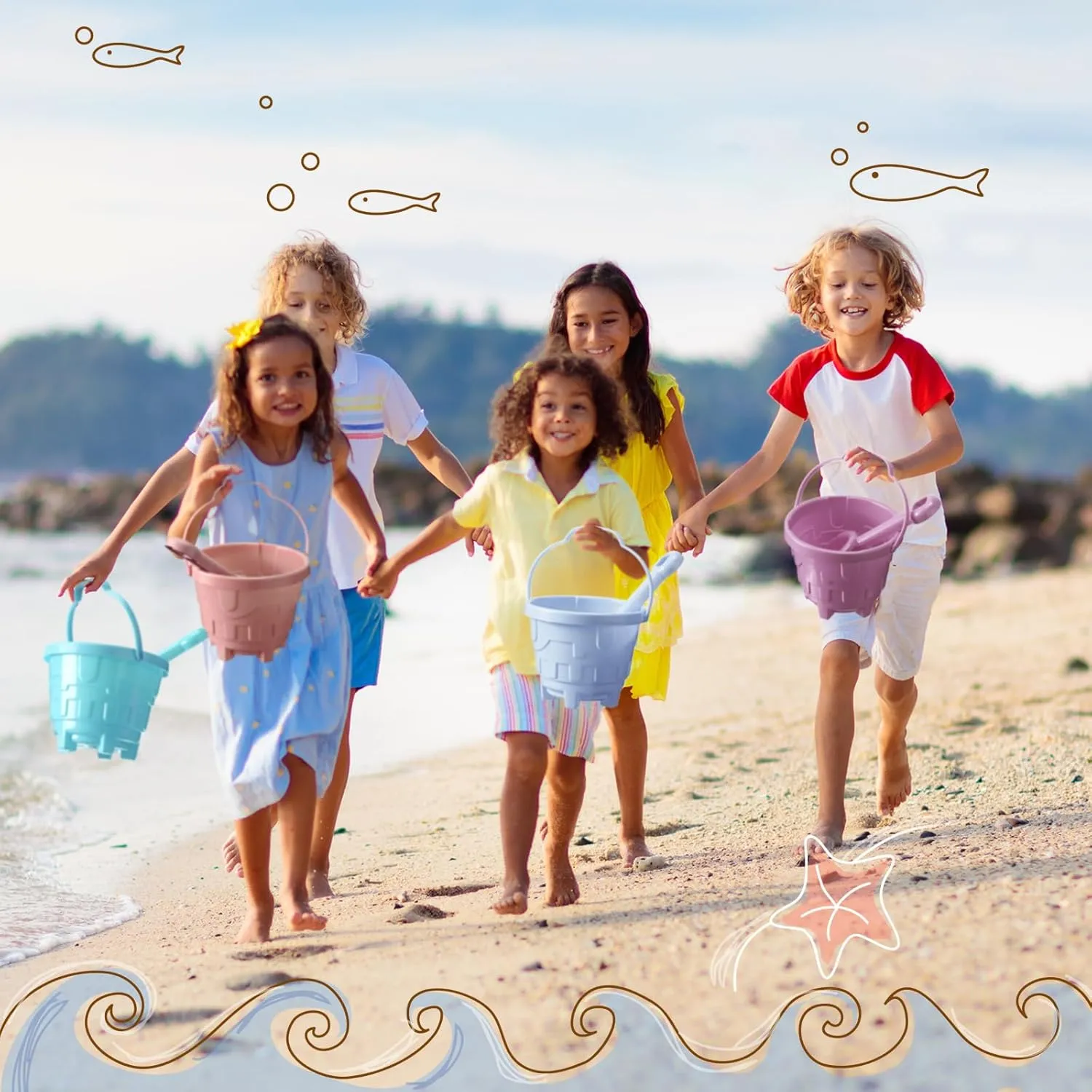 Inch Plastic Castle Model Sand Buckets and Beach Shovel Toys Beach Pail for Girls Boys Gift Birthday finch ordeal Party Favor(Macaron) Sosation 50 Sets Sand Buckets and Shovels for Kids Bulk 5.5 