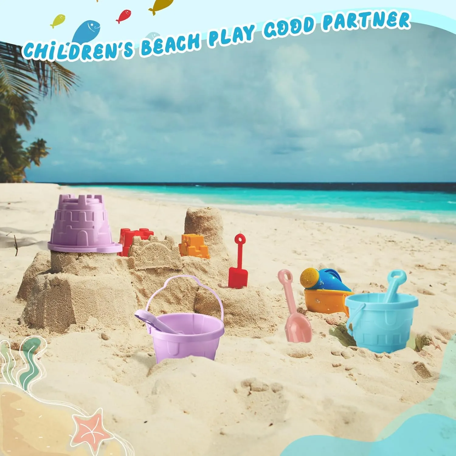 Inch Plastic Castle Model Sand Buckets and Beach Shovel Toys Beach Pail for Girls Boys Gift Birthday finch ordeal Party Favor(Macaron) Sosation 50 Sets Sand Buckets and Shovels for Kids Bulk 5.5 