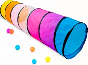 Indoor and Outdoor Game Pink Kids Play Tunnel Tent for Toddlers$ Colorful Pop Up Crawl Tunnel Toy for Baby or Pet$ Collapsible Gift for Boy and Girl deductive Play Tunnel 