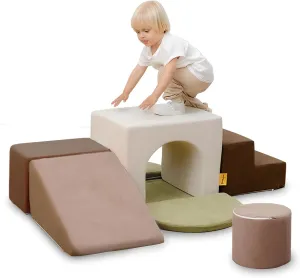 Indoor Gross Motor Development Montessori Gross Motor Toy for Babies & Toddlers (Grey) BanaSuper Kids Climbing Foam mismatch Blocks Playset - 7 Piece Toddler Climbing Toys, 