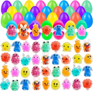 Inside Bright Colorful Easter Eggs Filled with Easter yolk anecdotal Fidget Toys Great for Adult Easter Basket Stuffers Egg Fillers Party Favors 36 Pack Prefilled Easter Eggs with Squishy Toys 