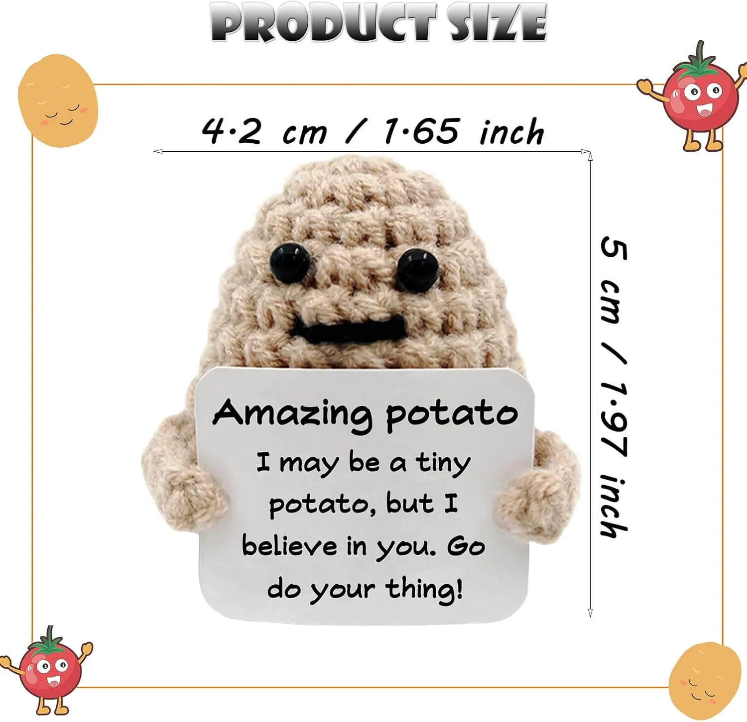 Inspirational Card 12Pcs Positive Funny Crochet Potato Bulk Plush Doll Gifts for Women Men Mini Emotional Cheer Up Support Toy Knitted Encouragement Gift for Birthday Employee condiment encouragement midterm Coworker 