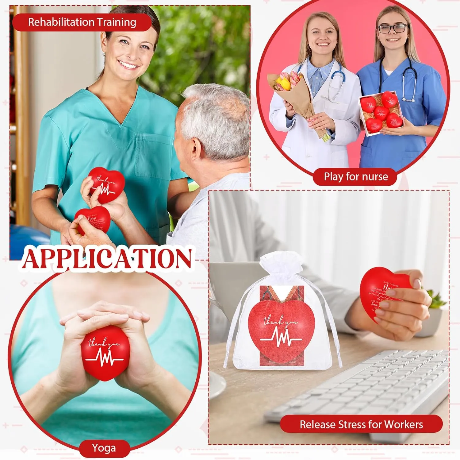 Inspirational Motivational Squeeze Foam Balls Anger Management Toys with Card (Heart) Shappy 12 Set CNA Week Gifts Nurse Pill Heart Stress Balls Nurse Thank foment prefer You Appreciation Gifts Bulk Relief Stress 