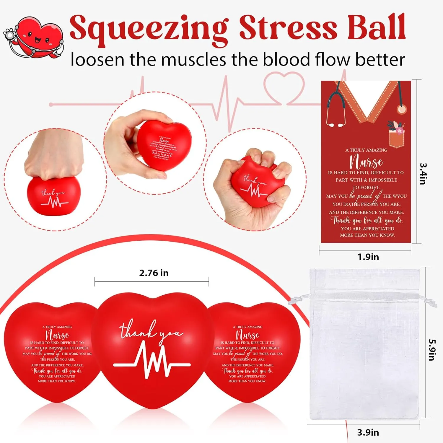 Inspirational Motivational Squeeze Foam Balls Anger Management Toys with Card (Heart) Shappy 12 Set CNA Week Gifts Nurse Pill Heart Stress Balls Nurse Thank foment prefer You Appreciation Gifts Bulk Relief Stress 