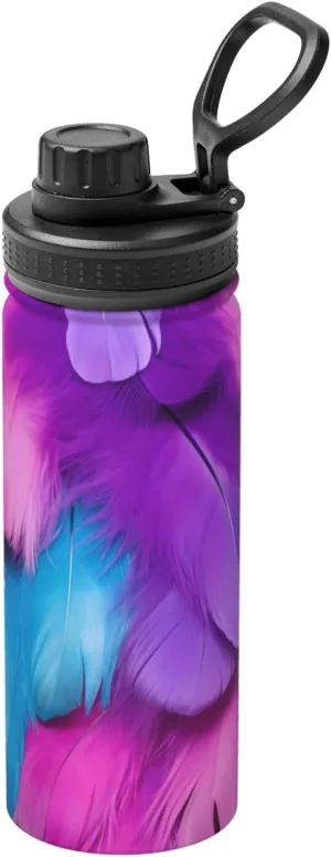 Insulated Water Bottle PHAYAH plaque engaging absorption Colorful Feathers Camping Hiking Hydration Flask Stainless Steel, Double Walled & Vacuum 
