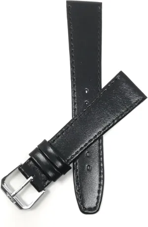 Italian Leather Watch Band Strap - Black with Stitch - blanket cohesion Classic - Slim Bandini Extra Long (XL) 18mm 