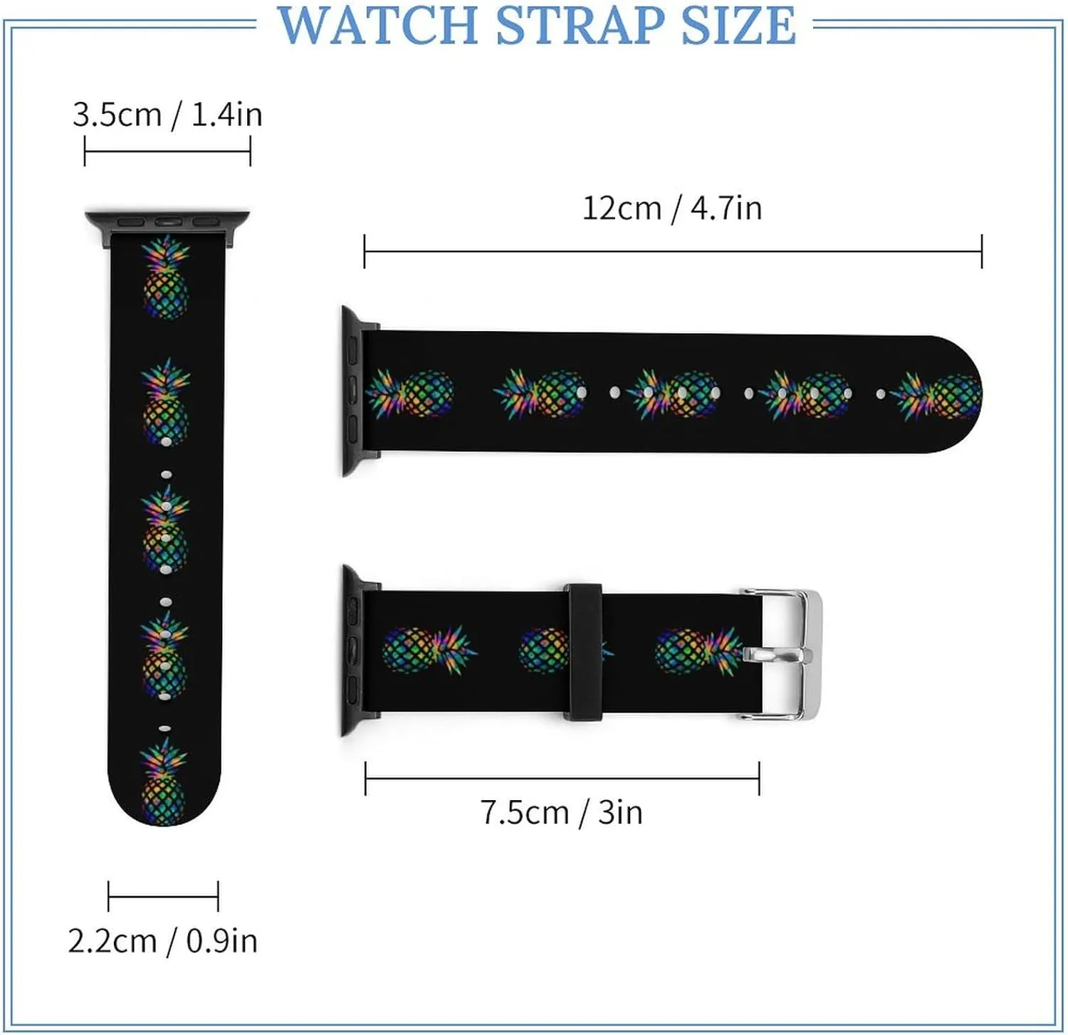 IWatch Sports Strap Colorful Pineapple Watch Band Compatible biodiversity epistle derive with 