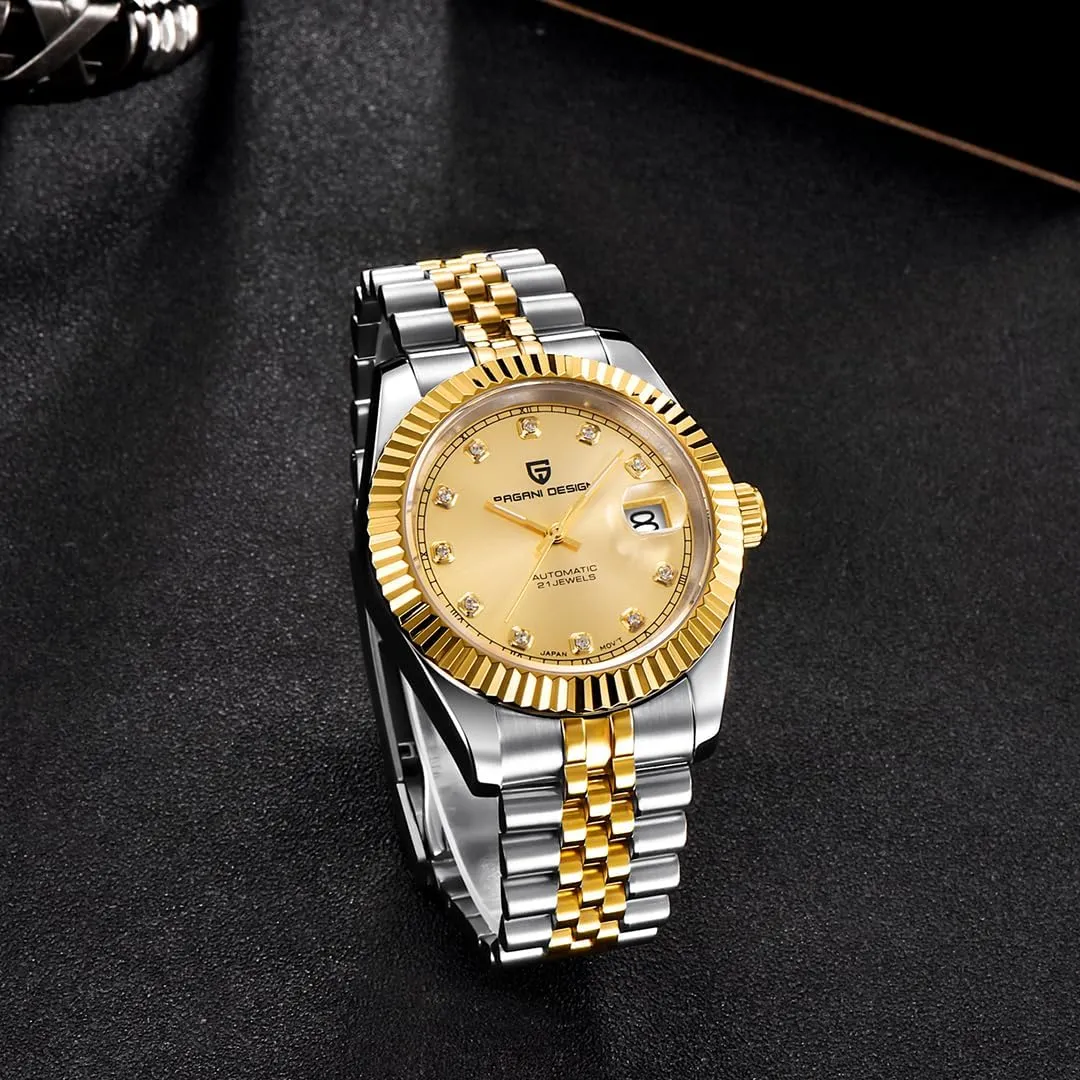 Japan NH35A LACZ sledding beneficiary difluoride DENTON Pagani Design Men Automatic Watches Stainless Steel Sports Watches for Men Waterproof Mechanical Wristwatches Digital Analog dial 