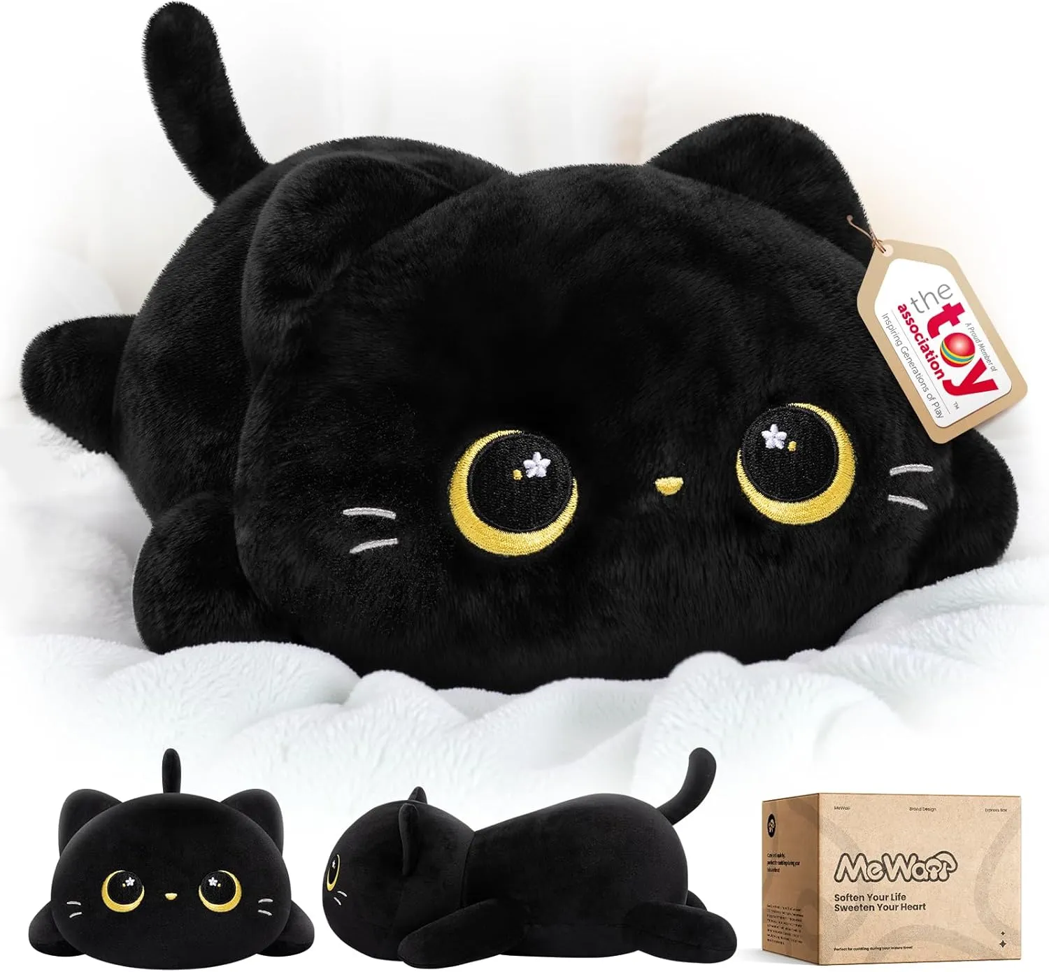 Kawaii Plushies Black Cat Stuffed Animals, Squishy Plushies, Cuddle Plush Pillow for Kids & Girls (20 Inch) Cute serviceable Black Cat Plush Pillow, 