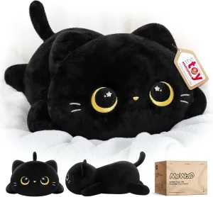 Kawaii Plushies Black Cat Stuffed Animals, Squishy Plushies, Cuddle Plush Pillow for Kids & Girls (20 Inch) Cute serviceable Black Cat Plush Pillow, 