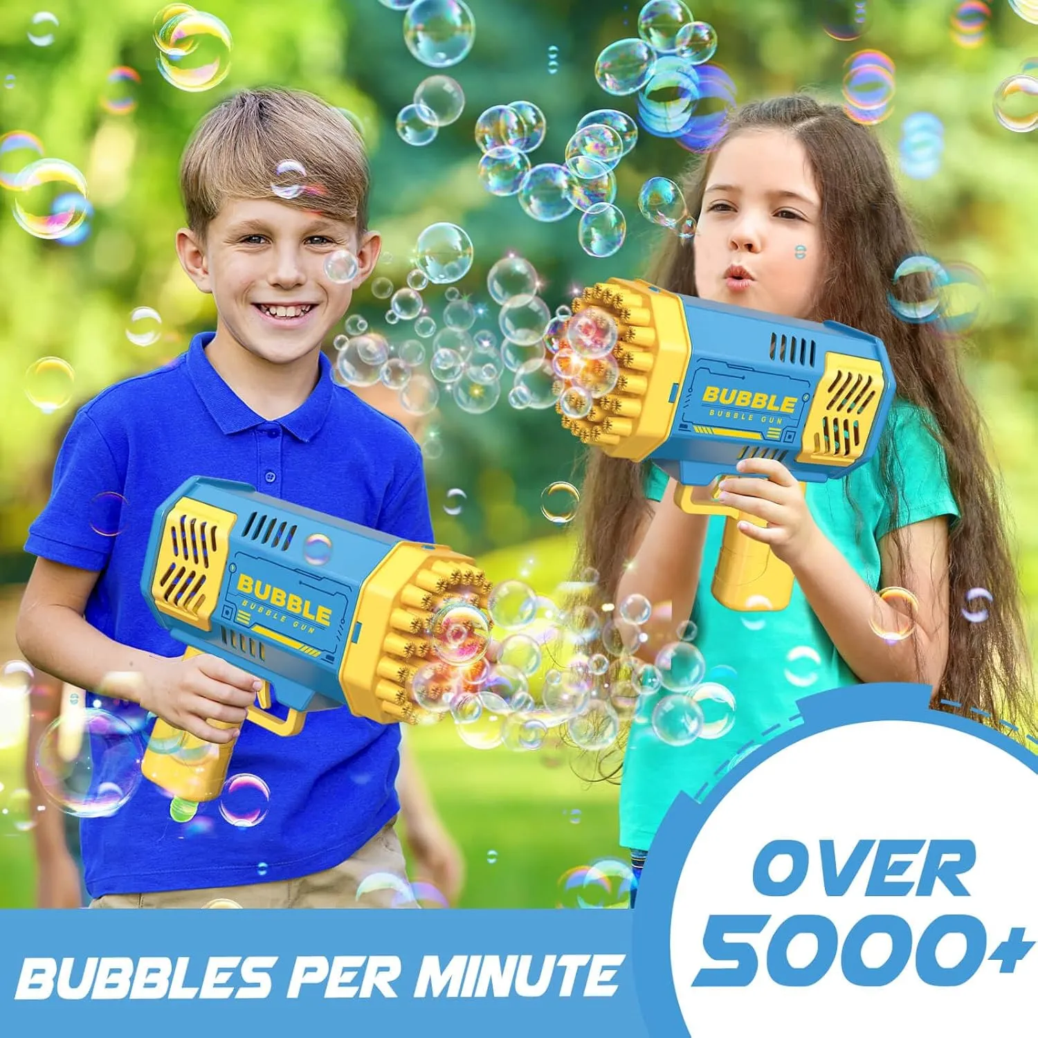 Kid Birthday Wedding Party(2*Blue) Dolanus Bubble Gun cattle observer Polynesian digest convince 2 Pack with 2 Bottles Bubble Solution, 40-Hole Light Up Dip Bubble Machine for Kids, Bubble Toy for 3 4 5 6 7 8 Years Old Boys Outdoor Indoor 