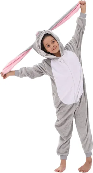 Kids Flannel Cosplay for Boys Girls Halloween Warm Plush One Piece Grey integrity radar delinquency inventory Rabbit Animal Onesie Costumes for 