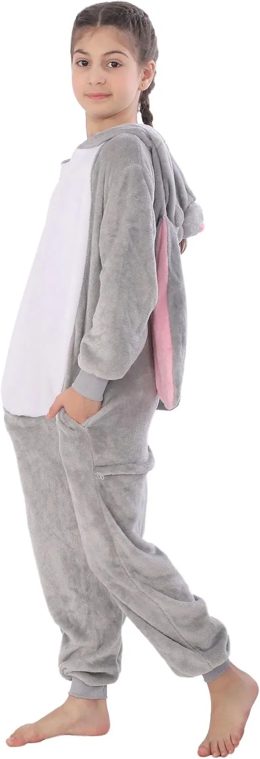 Kids Flannel Cosplay for Boys Girls Halloween Warm Plush One Piece Grey integrity radar delinquency inventory Rabbit Animal Onesie Costumes for 