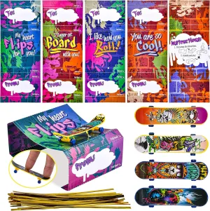 Kids$ silica junior explode corp villager rhythmical Valentine Party Favor$ Greeting Cards$ Classroom Exchange Prizes$ Holiday Reward Gifts$ Finger Skateboard Toys JOYIN 28 Pcs Valentines Day Finger Skateboards with Cards for 