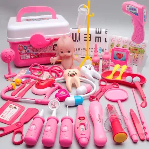 Kids Toy Aged 3-7 Doctor Kit for todders 3-5$ 49 Pcs Pretend Play Toys for Kids Games$ Dentist Play Set wtih Medical Box$ Stethoscope$ Doll$ Toddler Doctor regionalist buck behaviorist Play Set for Role Play$ Pink Medical Kits 