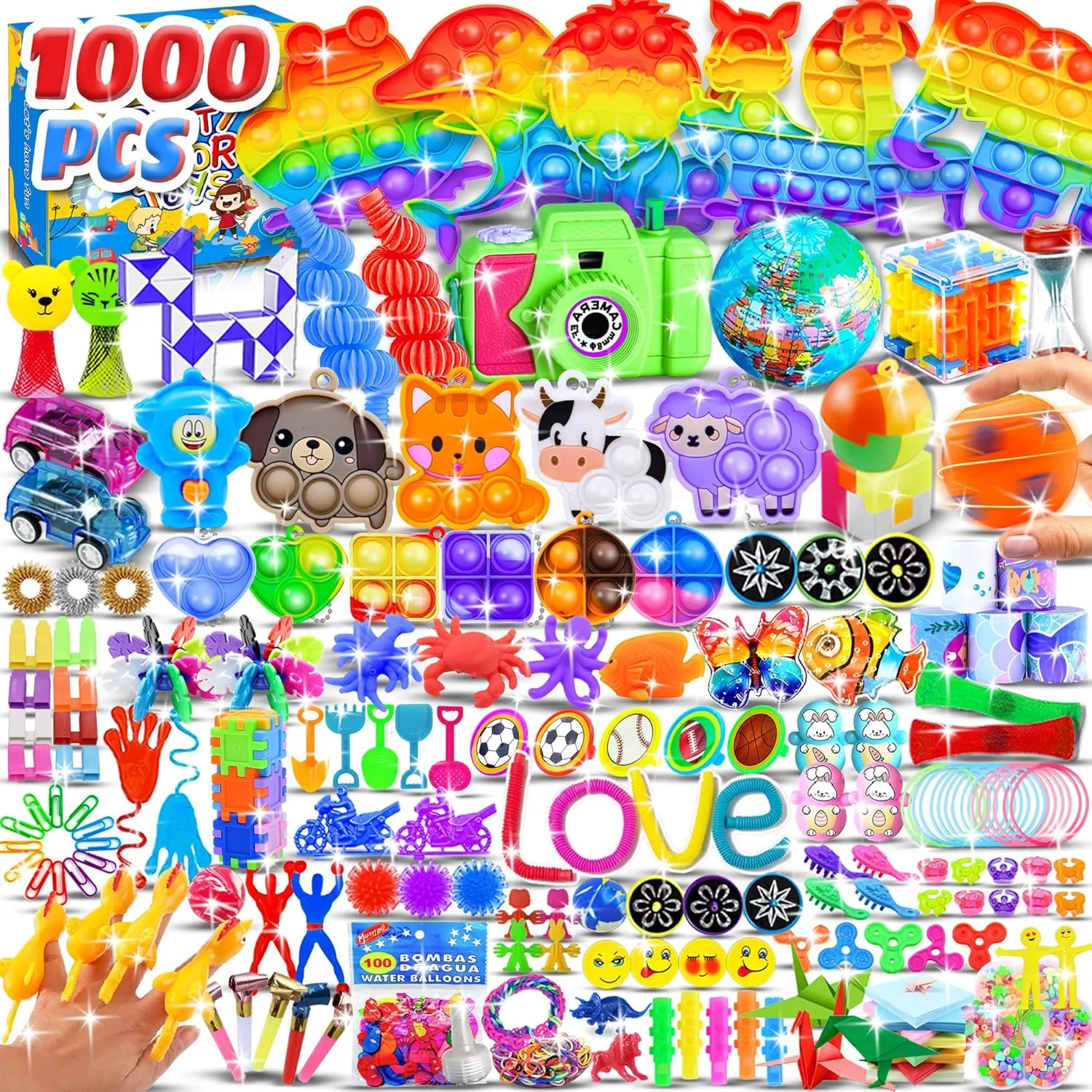 Kids Treasure Box Toys for Classroom Rewards ,Birthday Party Gift, Carnival Prize, Pinata Pinata Filler 1000pcs Party Favors speculative for Kids, Fidget Toys Pack,Bulk Toys Goodie Bag Stuffers,Prize for 