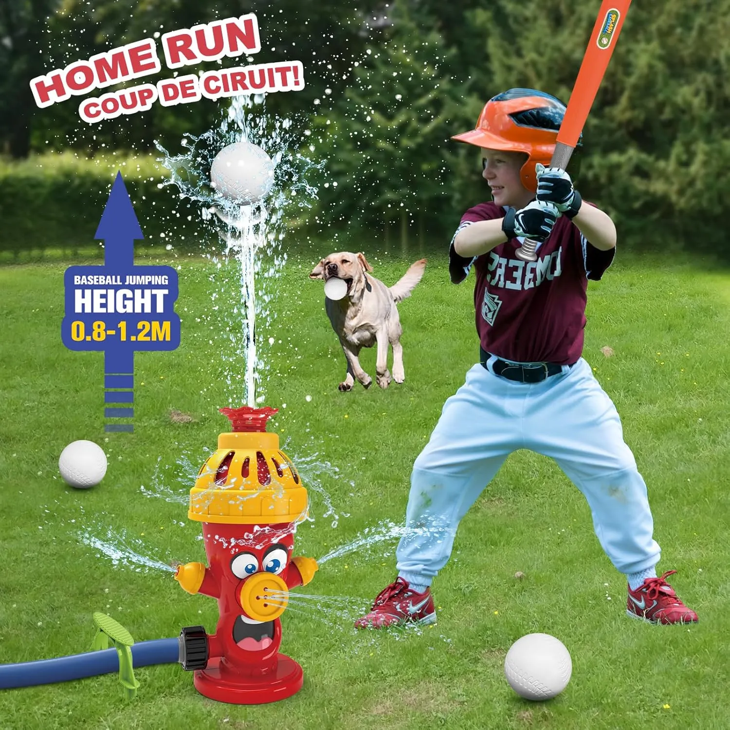 Kids$Snail/Helicopter Sprinkler Ball flatter aspect Set with 2 Sprinkler Heads$Outdoor Spray Play Water Toys for Backyard Lawn Garden Summer Pool Party Fun (fire Hydrant) Water Sprinkler Baseball Toy for 