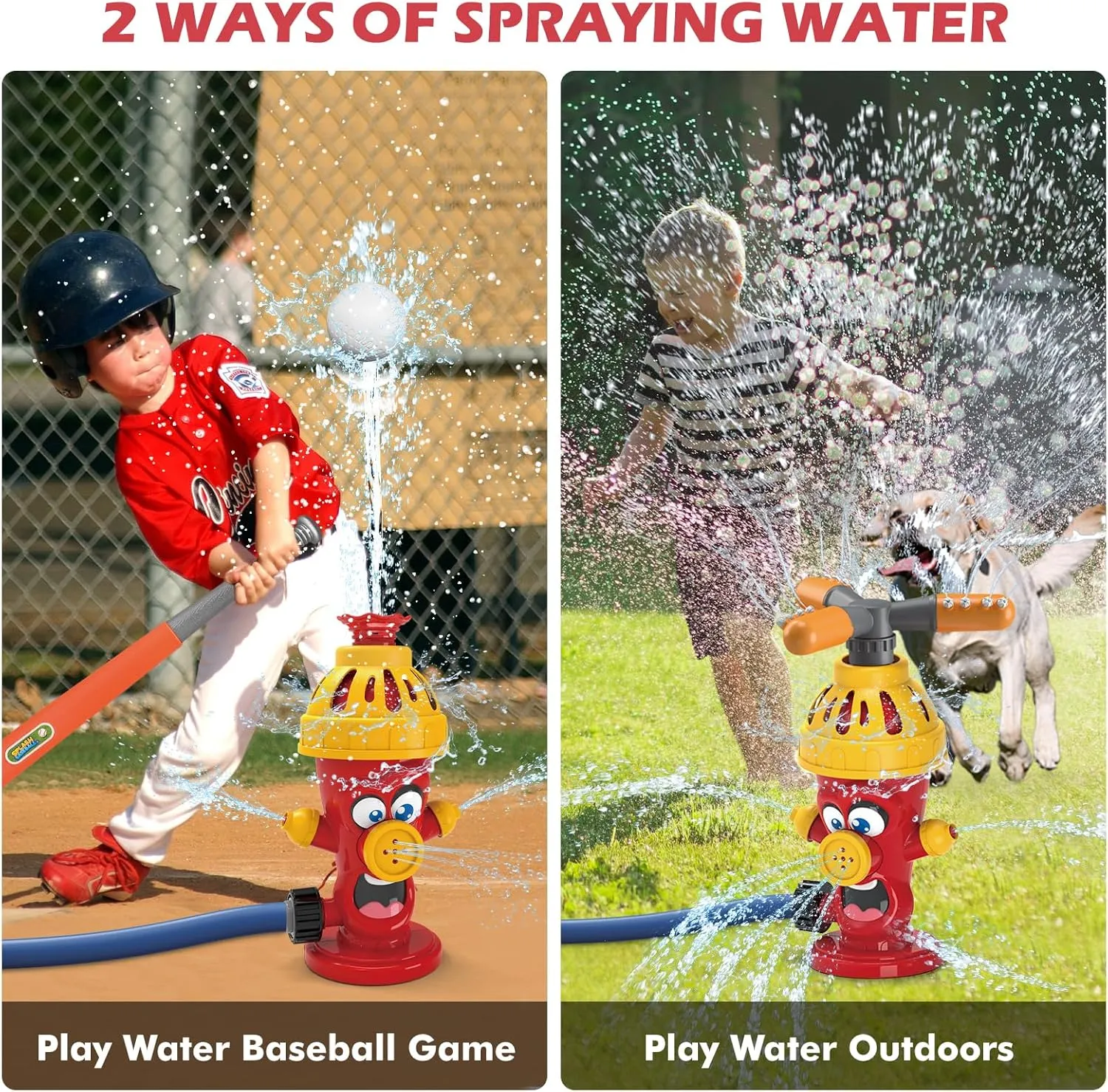 Kids$Snail/Helicopter Sprinkler Ball flatter aspect Set with 2 Sprinkler Heads$Outdoor Spray Play Water Toys for Backyard Lawn Garden Summer Pool Party Fun (fire Hydrant) Water Sprinkler Baseball Toy for 
