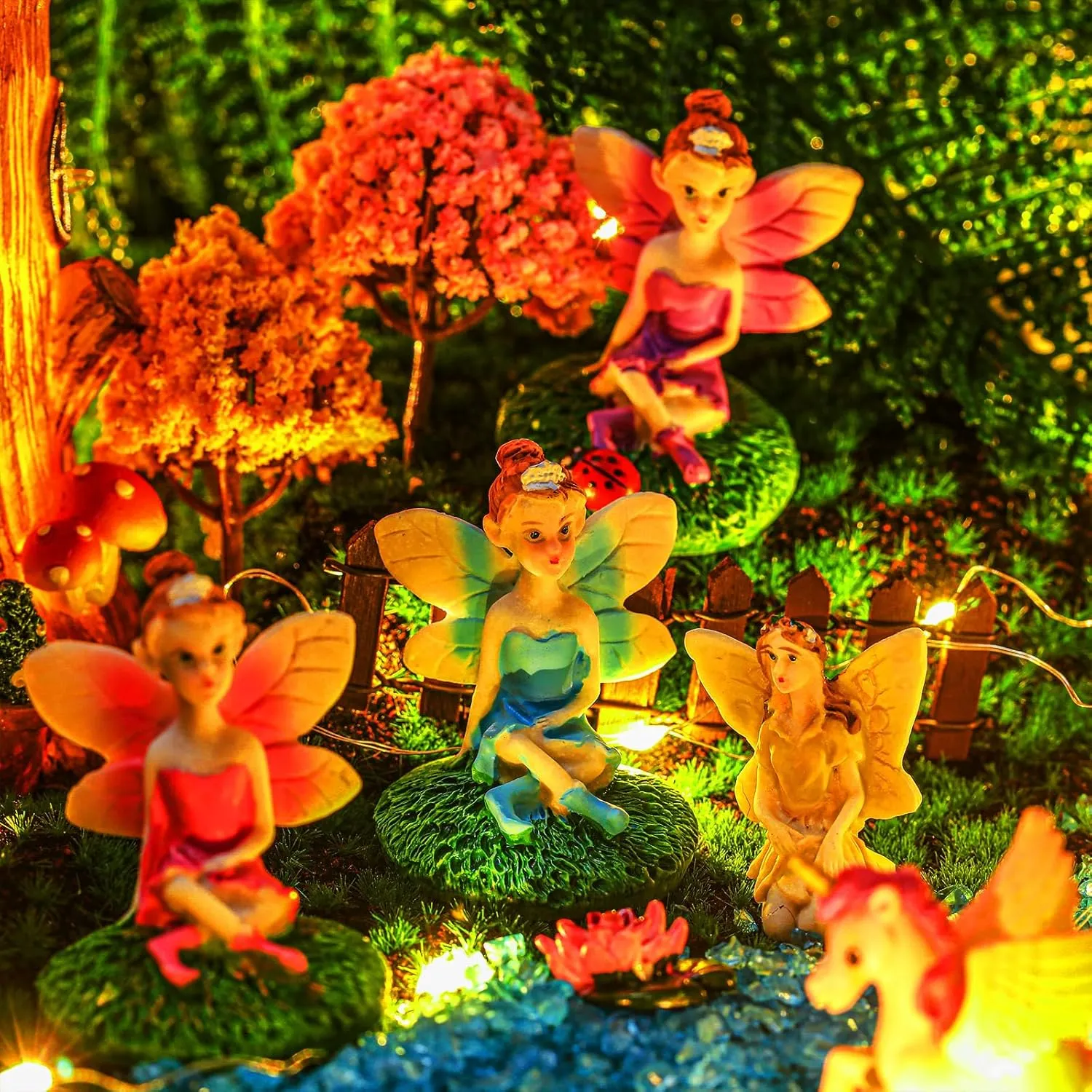 Kit Animals Doll House Decor Outdoor Micro Landscape Ornaments(Yellow) Poen 8'' Solar Light up Fairy House Garden 6-8 Fairy act glacial manifestation temper basketmaking fletcher Figures Garden Accessories 