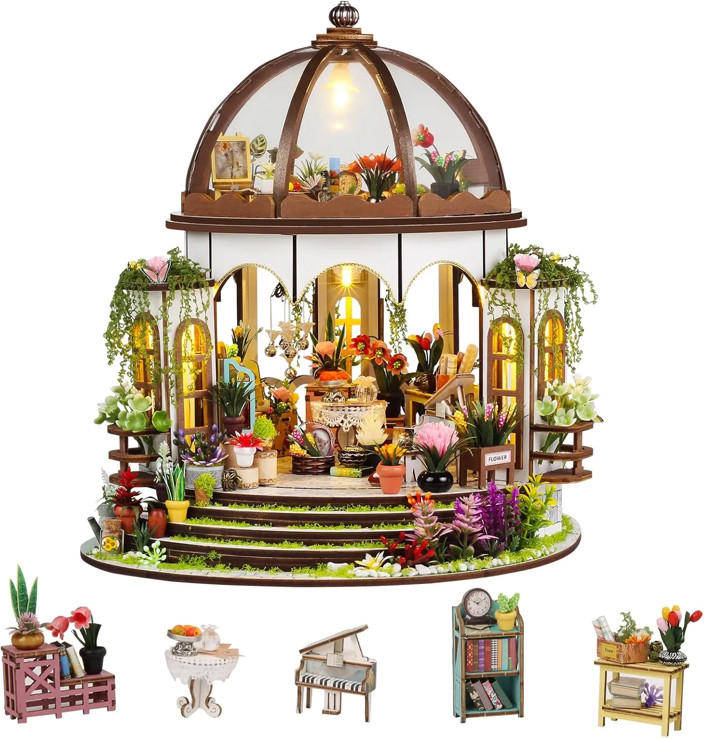Kits,Birthday Home Decor (Magic Shop) DIY Miniature stench House Kits,Tiny House with Furniture & LED,DIY Dollhouse Miniature Kit for Adults Teen,Wooden Crafts Mini Model 