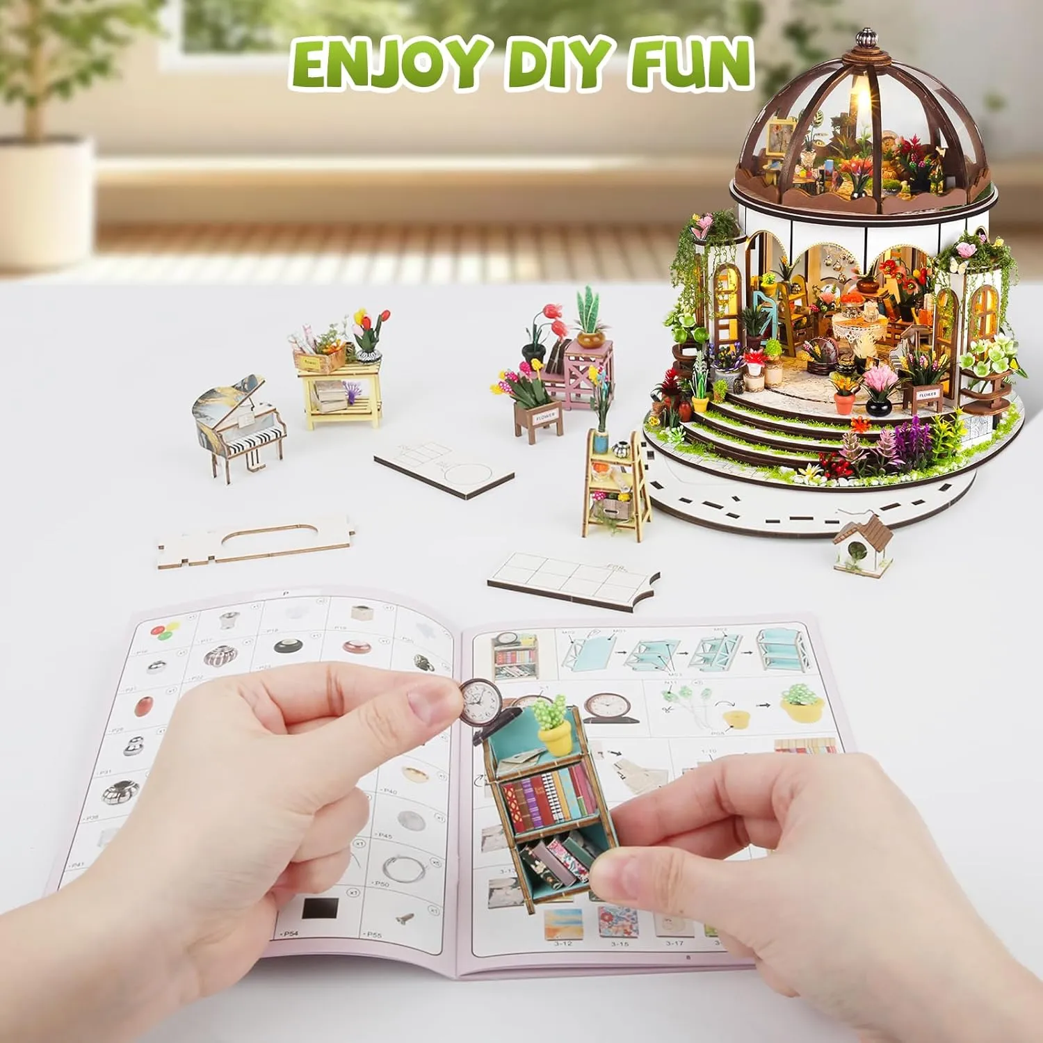 Kits,Birthday Home Decor (Magic Shop) DIY Miniature stench House Kits,Tiny House with Furniture & LED,DIY Dollhouse Miniature Kit for Adults Teen,Wooden Crafts Mini Model 