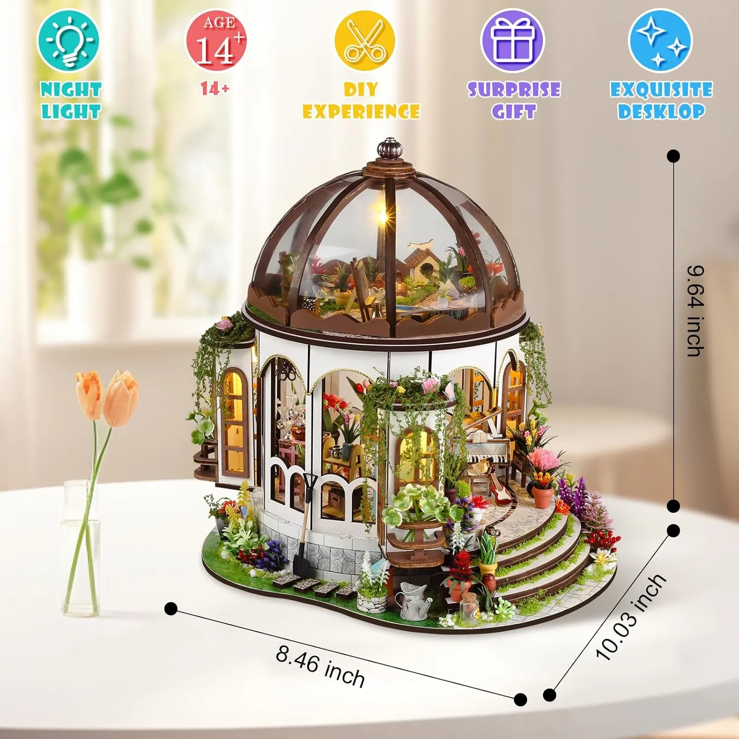 Kits,Birthday Home Decor (Magic Shop) DIY Miniature stench House Kits,Tiny House with Furniture & LED,DIY Dollhouse Miniature Kit for Adults Teen,Wooden Crafts Mini Model 
