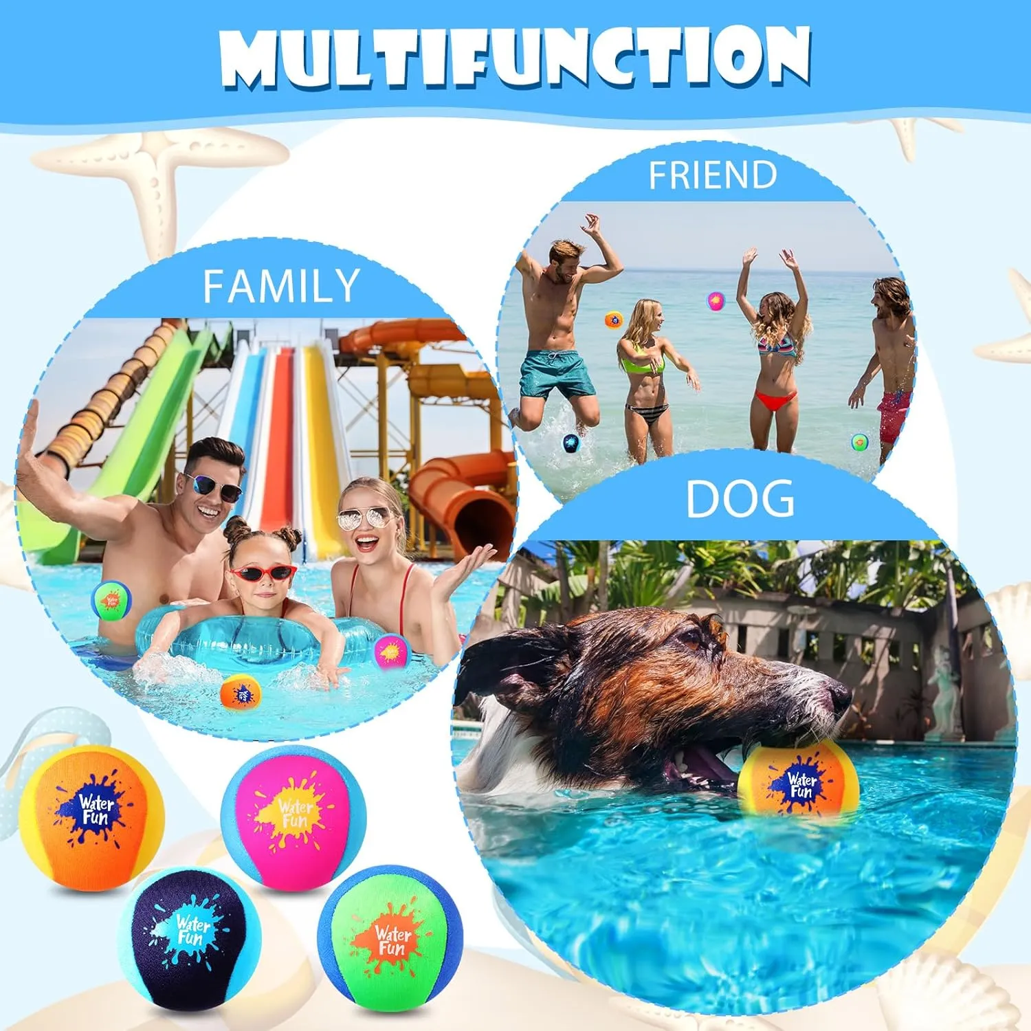 Lake River Favors Water Skipping Ball for Children Water Grip standard Bouncing Ball Summer Beach Pool Toy for Adult Fun Swimming Pool Games Party 