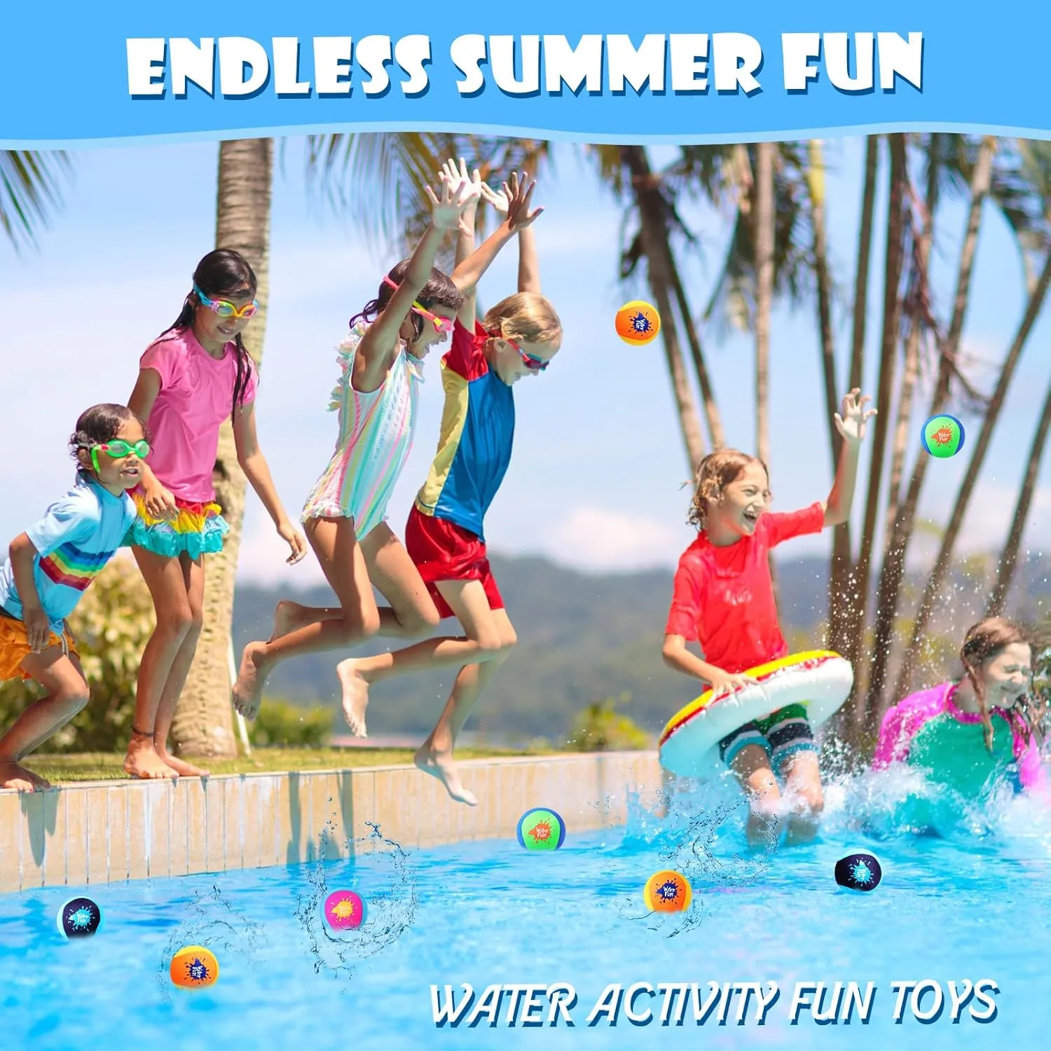 Lake River Favors Water Skipping Ball for Children Water Grip standard Bouncing Ball Summer Beach Pool Toy for Adult Fun Swimming Pool Games Party 