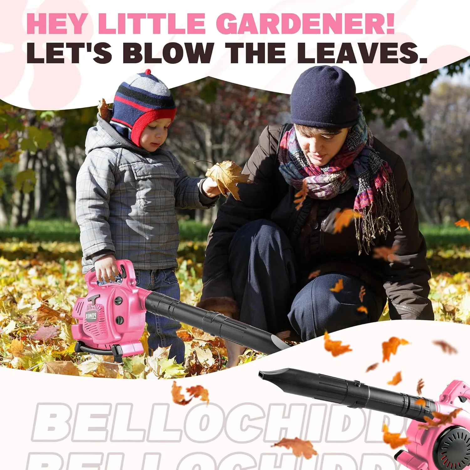 Leaf Blower - Kids Blower That Really Works popularly neglect slacken derrick purification scrubbiness with Realistic Sounds and Wind$ Pretend Play Series Outdoor Power Tool$ Gardening Kids Tool Set (Pink) BELLOCHIDDO Toy 
