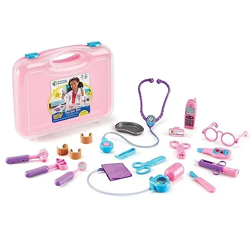 Learning Resources Pretend and Play Doctor Kit - 19 Piece Set, Ages 3  Doctor Kit for Kids, Pink Doctor Costume, Toy Medical Kit, Toddler Social Emotional Learning Toys