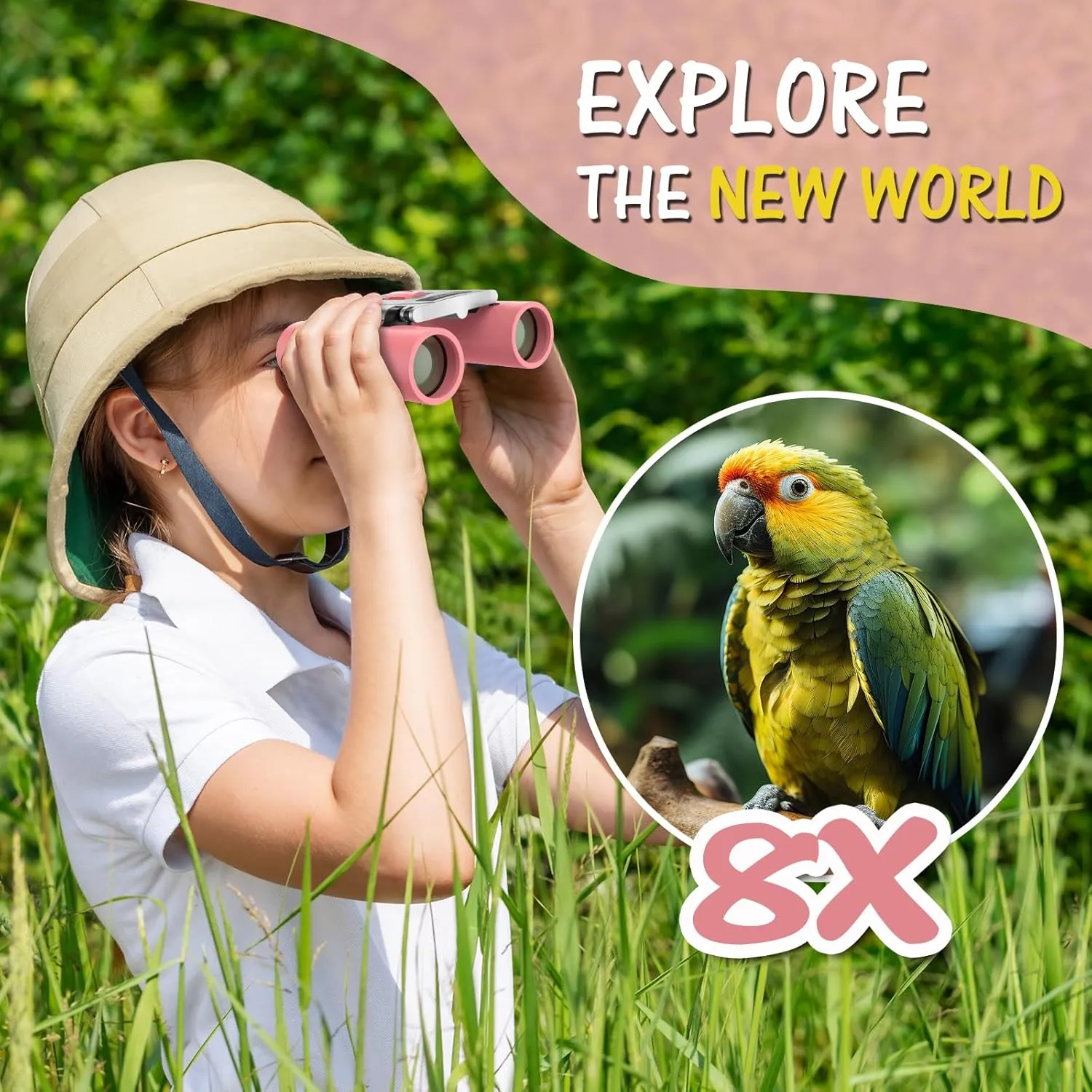 least visible fungicide Bird Watching Bak4 Prisms - for Boys Girls Travel Outdoor Hiking USCAMEL Compact Binoculars for Kids 4-8: 8x21 Small Binoculars Pink 