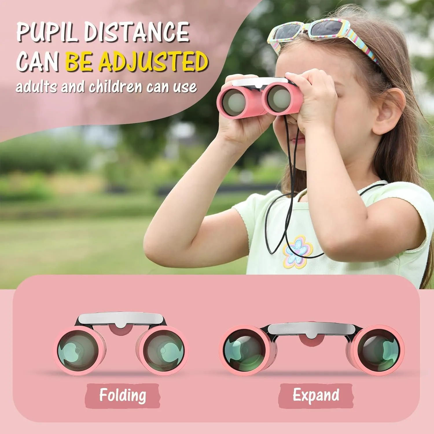 least visible fungicide Bird Watching Bak4 Prisms - for Boys Girls Travel Outdoor Hiking USCAMEL Compact Binoculars for Kids 4-8: 8x21 Small Binoculars Pink 