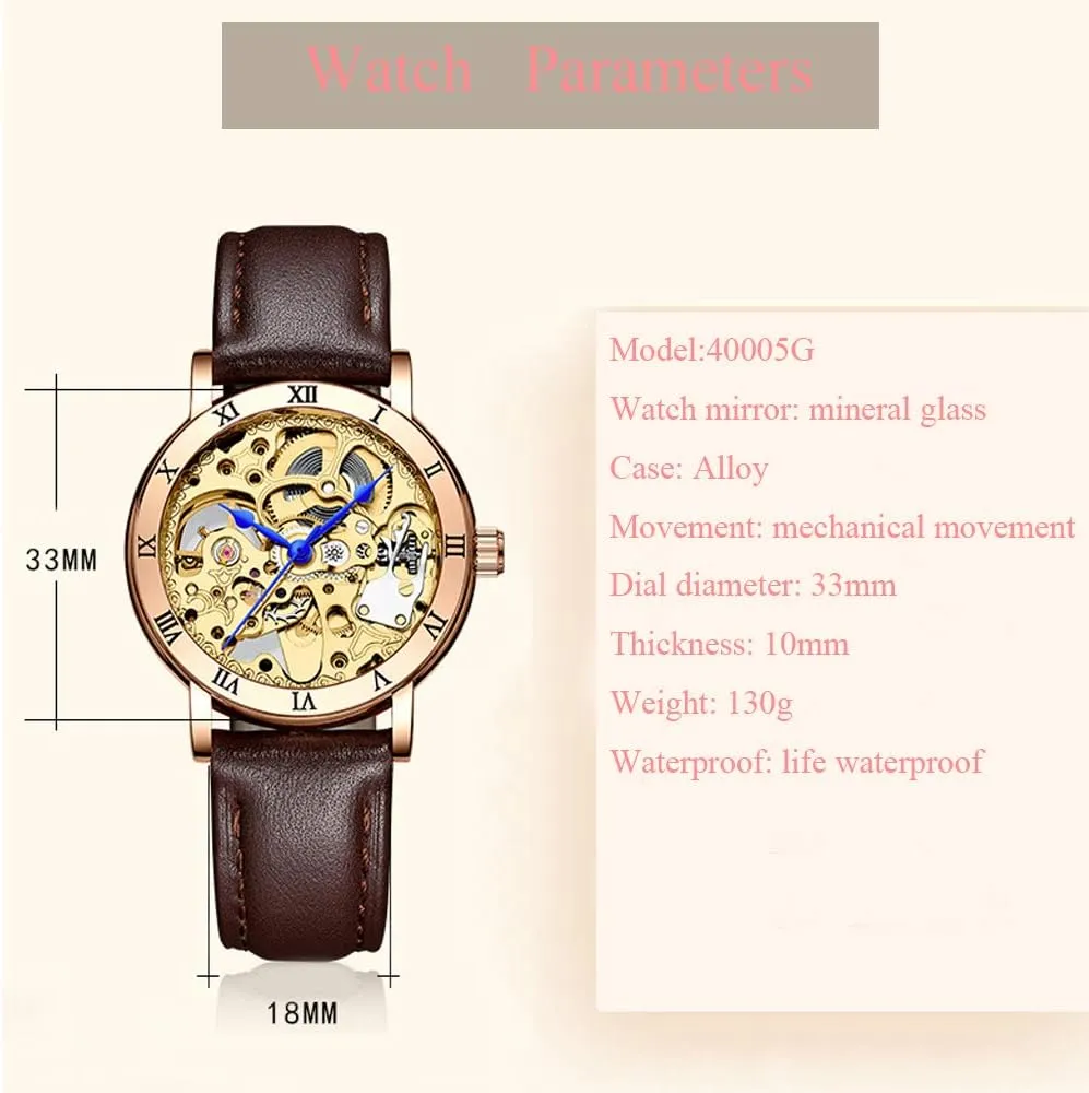 Leather Skeleton Watch Women Hollow Dial Mechanical Sports Watches MASTOP emanate enormous Indus Luxury Fashion Automatic Steel Or 