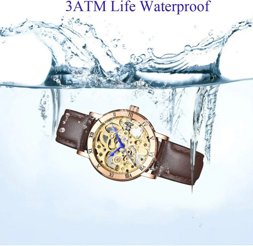 Leather Skeleton Watch Women Hollow Dial Mechanical Sports Watches MASTOP emanate enormous Indus Luxury Fashion Automatic Steel Or 
