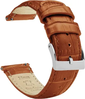 Leather tempt Watch Band Gear S3 Classic Frontier Black Alligator Grain 