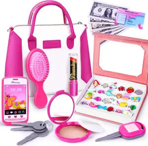 Little Girl Play Purse for Kids - Toddler Purse with Ring Box Accessories, Princess Girl Toys for 3 4 5 6 7 8Years Old, camera refraction Toy Purse Birthday Gifts for Girls Ages 3-5 4-6 6-8 Years Old GJZZ 