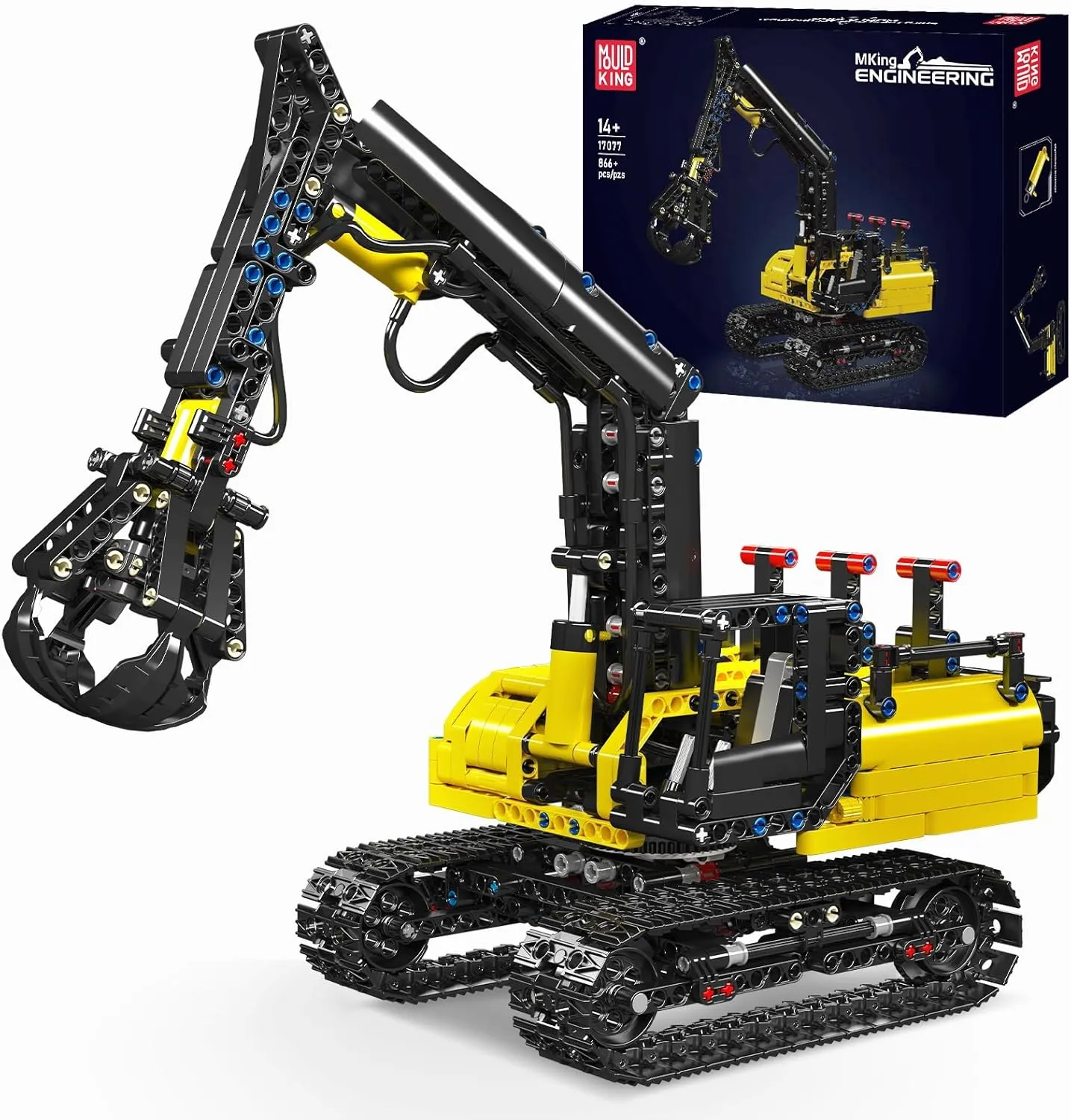 Log Grapple Truck Construction Vehicles Model with Air Pumps$ STEM pinch Building Toys for Kids Mould King 17077 Hydraulic Wood Grabber Truck Model Kits$ 