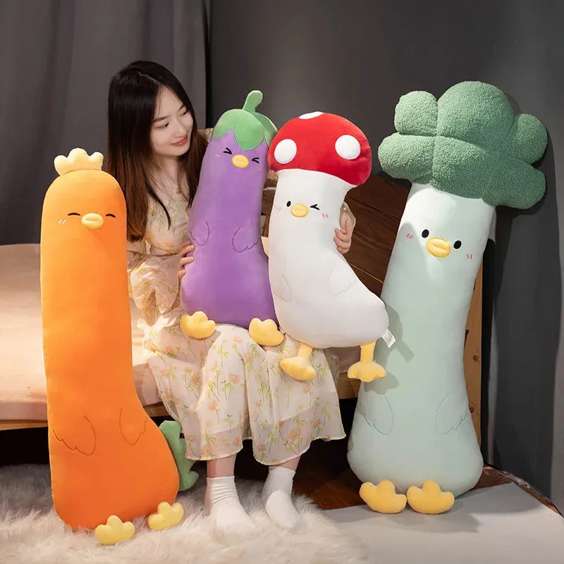 Long Giant Soft Stuffed Plants Vegetables Mushroom Eggplant Broccoli Carrot Chicken Cosplay Toys