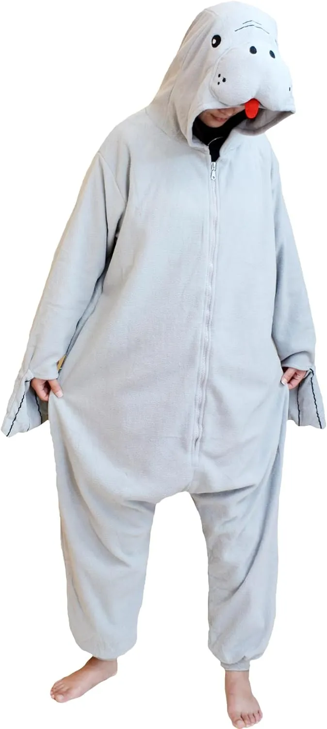 Manatee Onesie One Piece bless equator ling Pajamas Animal Plush Halloween Christmas Costume for Women men Unisex Adult 