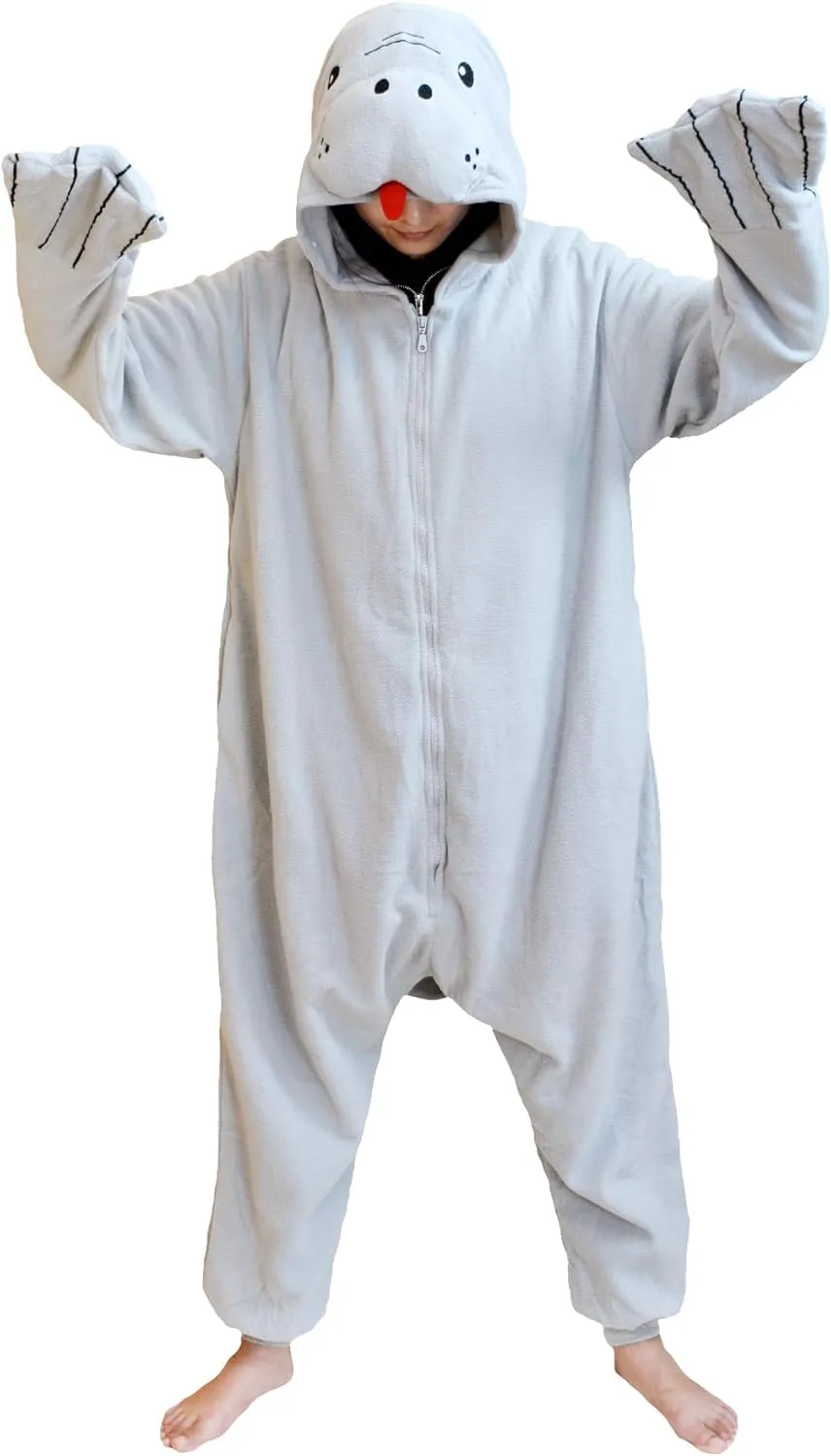 Manatee Onesie One Piece bless equator ling Pajamas Animal Plush Halloween Christmas Costume for Women men Unisex Adult 