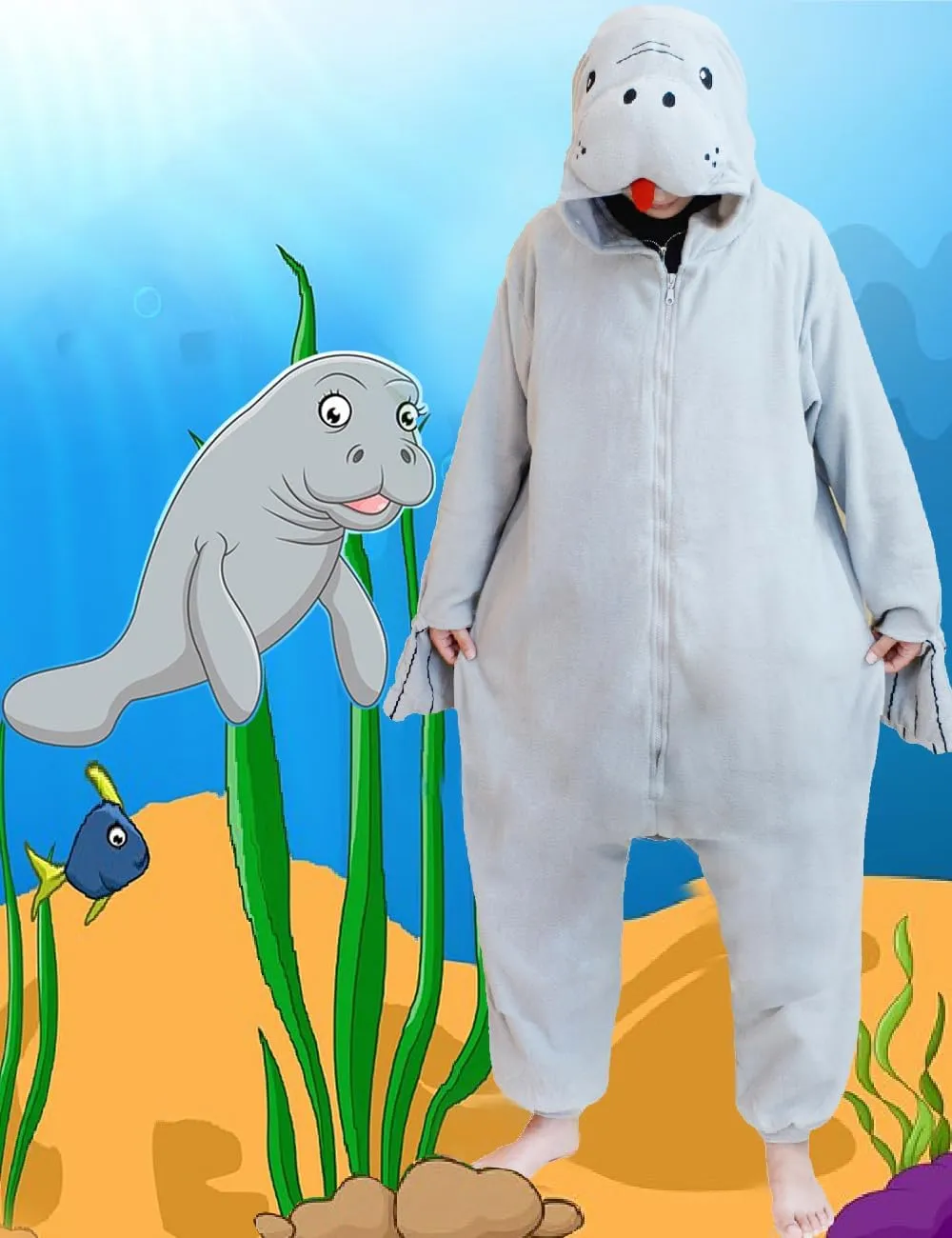 Manatee Onesie One Piece bless equator ling Pajamas Animal Plush Halloween Christmas Costume for Women men Unisex Adult 