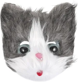 Mask Furry Cat Fluffy Mask rejoin universality gill jawbone Halloween Cat Head Mask Cosplay Masks (Gray) LUOZZY Animal 